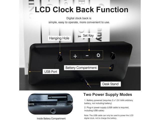 JoFomp LCD Digital Wall Clocks Battery Operated, 8.5' Modern Wall Clocks for Living Room Decor, Simple Digital Wall Clock with...
