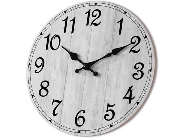 HYLANDA Wall Clock 14 Inch, Gray Wall Clocks Battery Operated Silent Non Ticking, Vintage Rustic Wooden Clocks Decorative for Kitchen Bathroom,...