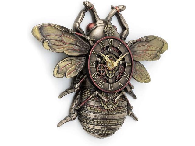 Veronese Design 10 1/4' Steampunk Bee Clock Cold Cast Resin Antique Bronze Finish Wall Sculpture Room Decor