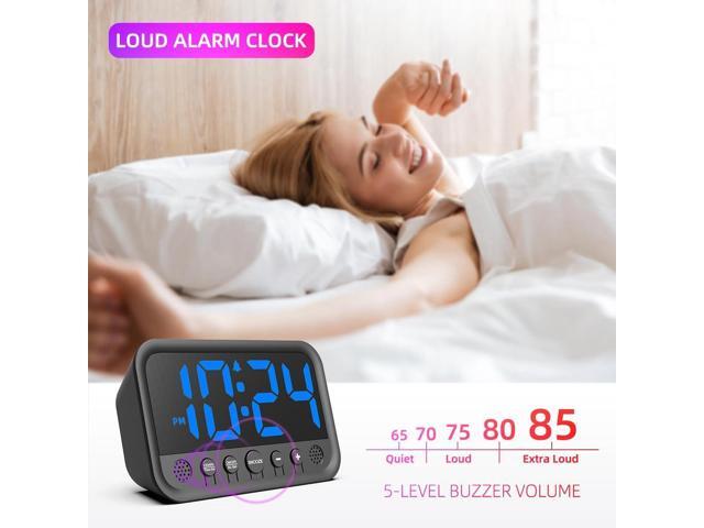 Small LED Digital Clock for Bedroom, Loud Alarm Clock for Heavy Sleepers Adults, Teens Plug-In Electric Desk Clock Simple Bedside Nightstand...