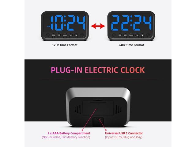 Small LED Digital Clock for Bedroom, Loud Alarm Clock for Heavy Sleepers Adults, Teens Plug-In Electric Desk Clock Simple Bedside Nightstand...