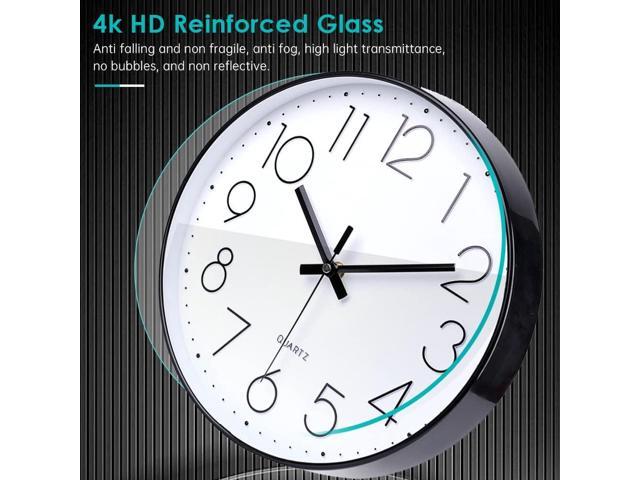 jomparis 12 Inch Wall Clock Silent Non Ticking Battery Operated Quartz Modern Decorative Round Wall Clock for Office Classroom School (Black)