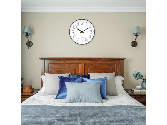 jomparis 12 Inch Wall Clock Silent Non Ticking Battery Operated Quartz Modern Decorative Round Wall Clock for Office Classroom School (Black)