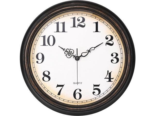 Large Wall Clock 16 Inch Silent Non-Ticking Vintage Wall Clocks Battery Operated for Living Room Office School (Bronze)
