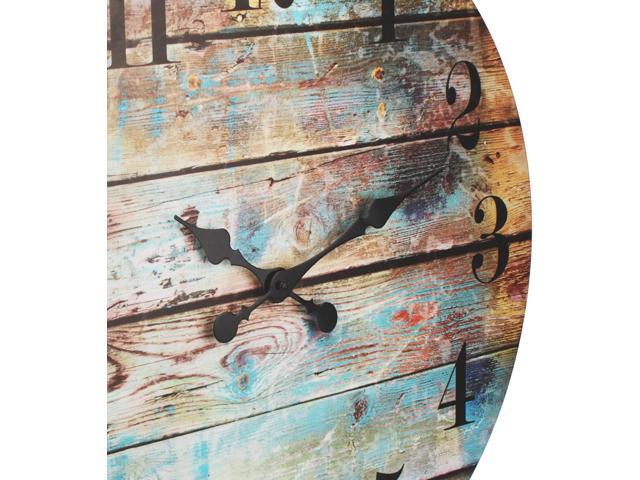 Stonebriar Vintage Farmhouse Wooden 23 Inch Round Battery Operated Hanging Wall Clock