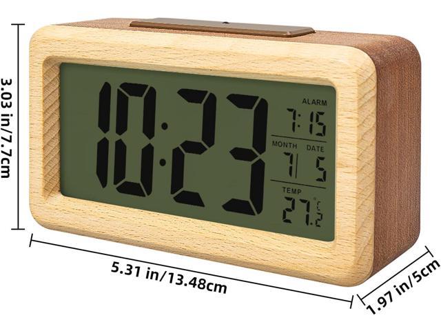 everwood Wooden Digital Battery Operated Alarm Clocks for Bedrooms, Beside, Table, Desk