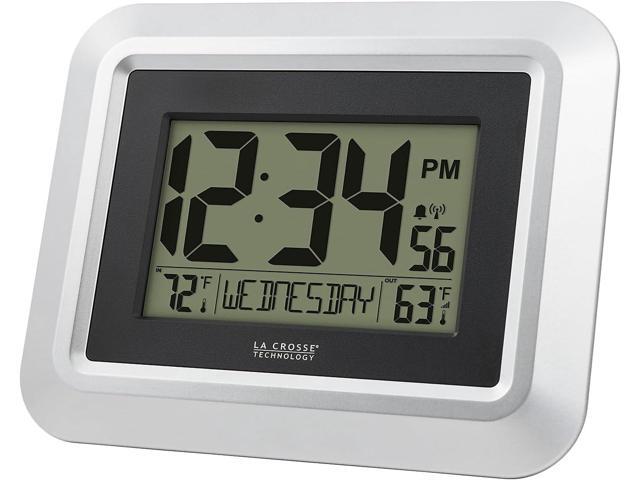 La Crosse Technology 513-1918S-INT Atomic Digital Wall Clock with Outdoor Temperature