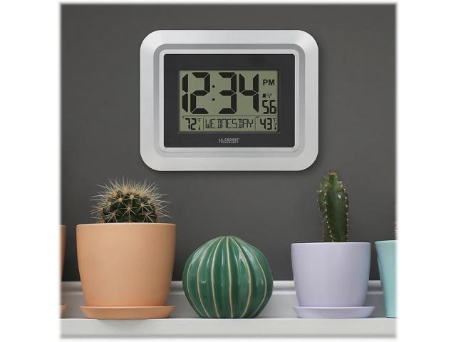 La Crosse Technology 513-1918S-INT Atomic Digital Wall Clock with Outdoor Temperature