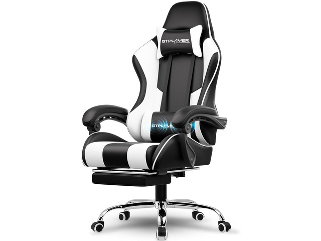 GTPLAYER Gaming Chair, Computer Chair with Footrest and Lumbar Support, Height Adjustable Game Chair with 360Â°-Swivel Seat and Headrest and for...