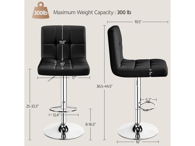 Yaheetech Bar Stools Set of 4, PU Leather Swivel Barstools, Height Adjustable Counter Chairs, Modern Stools with Back for Bar Kitchen Island Dining...
