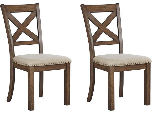 Signature Design by Ashley Moriville Modern Farmhouse 19' Upholstered Dining Room Chair, 2 Count, Brown