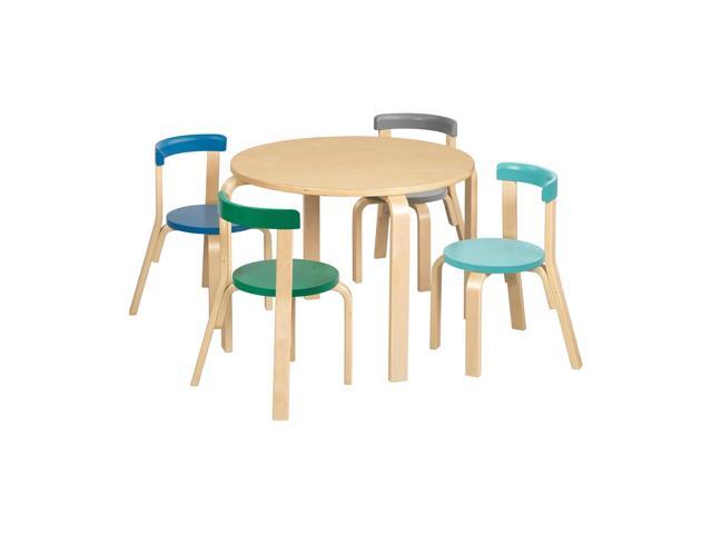 ECR4Kids Bentwood Table and Curved Back Chair Set, Kids Furniture, Contemporary, 5-Piece