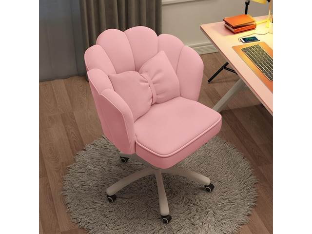 Vanity Chair Velvet Petal Desk Chair Upholstered Modern Tufted Home Office Chair with Back, Height Adjustable Computer Task Chair for Bedroom...