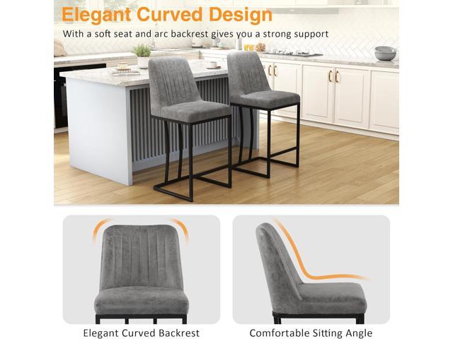 LSSPAID 24.8 inch Bar Stools Set of 4, Upholstered Fabric Counter Height Barstools, Modern Kitchen Island Chairs with Footrest and Black Metal...