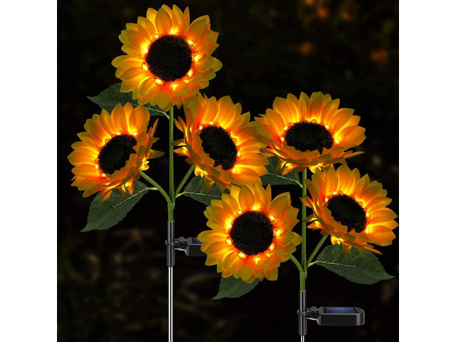 Solar Sunflower Lights Flowers Outdoor Waterproof for Yard Garden Cemetery