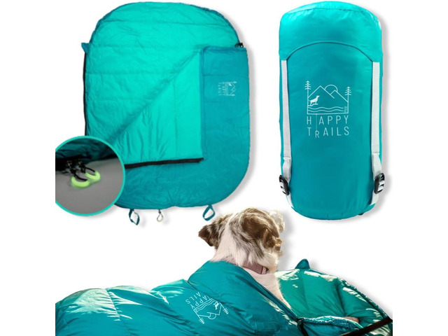 Ultralight Dog Sleeping Bag for Backpacking-Outdoor Dog Bed for Hiking-Packable Sleeping Bag for Dogs-Dog Travel Bed (Glacial Blue Large)