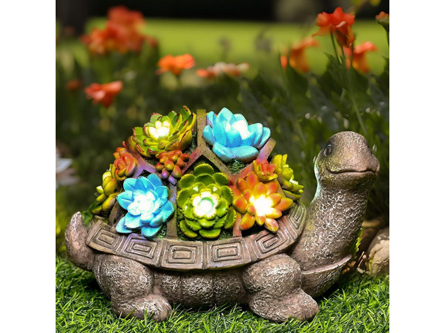 GIGALUMI Solar Garden Statues Turtle Figurine Lights for Outside Waterproof