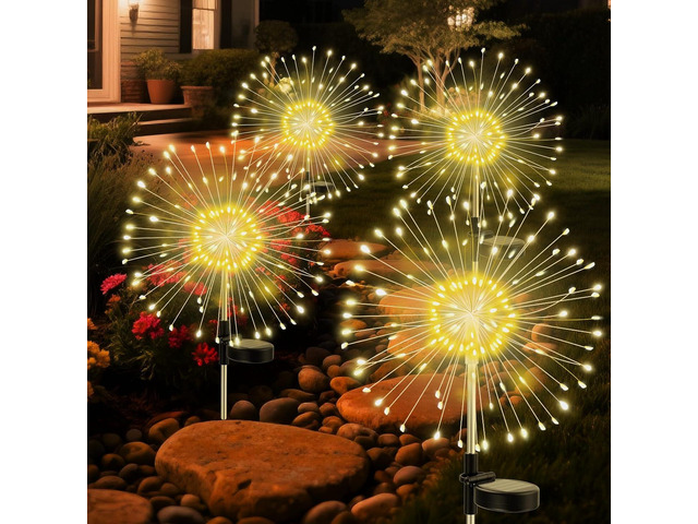 Solar Fireworks Lights Outdoor Waterproof Garden Fairy Light Outside Solar Sparkles Landscape Lights 120 LED Decorative Outdoor for Backyard Patio...