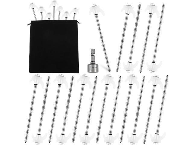 Yaocom 40 Pcs 8' Screw in Tent Stakes Heavy Duty Tent Stakes Drillable Ground Anchors Screw Metal Tents Pegs Threaded Tents Spikes with Head Driver...