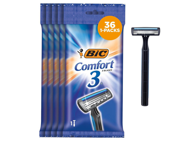 BIC Comfort 3 Disposable Razors, Long-Lasting 3-Blade Shaving, 1-Count