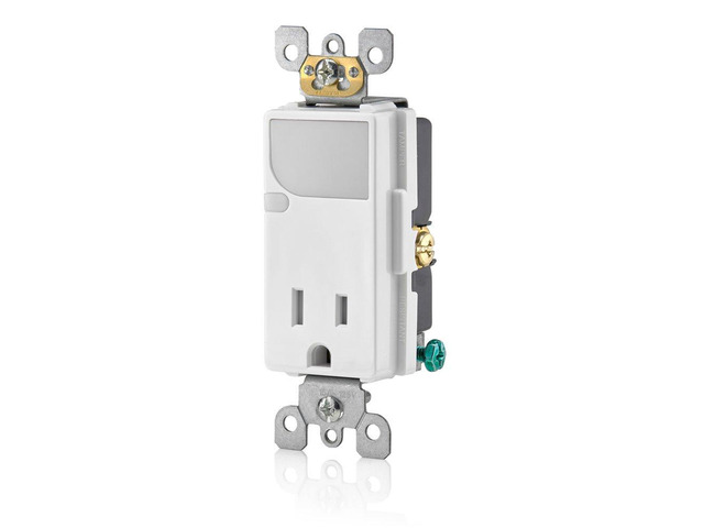 Leviton 15-Amp 125V AC Combination Decora Tamper Resistant Receptacle with LED Guide Light, T6525-W, White