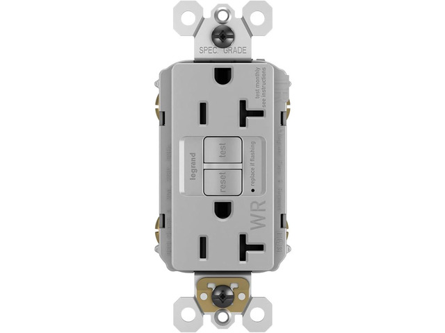 Legrand radiant 20 Amp Weather Resistant GFCI Duplex Outlet Gray 1 Pack