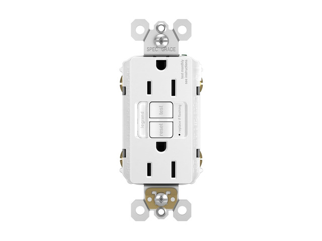 Legrand Radiant 1597NTLTRWCCD4 15 Amp Night Light GFCI Self Test Tamper-Resistant Decorator Duplex Outlet with Cool Touch LED, White (1 Count)