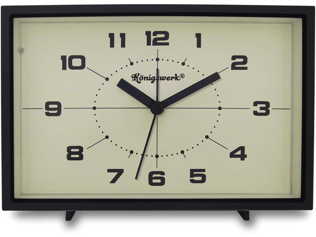Analog Alarm Clock, 6 inch, Black