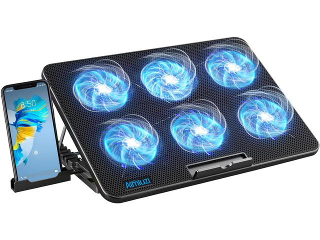 AIMIUZI Laptop Cooling Pad, Gaming Laptop Cooler with 6 Quiet Fans, Laptop Fan Cooling Pad Fits 12-17 Inch Laptop, USB Port Powered, 7 Adjustable...