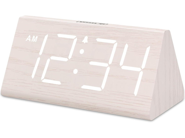 DreamSky Wooden Digital Alarm Clock for Bedrooms with Large Numbers