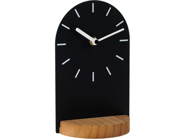 SOFFEE DESIGN One-Piece Table Clock Iron Sheet with Wooden Base Ins Style, Desktop Clock Non Ticking Battery Operated for Living Room Bedroom Home...
