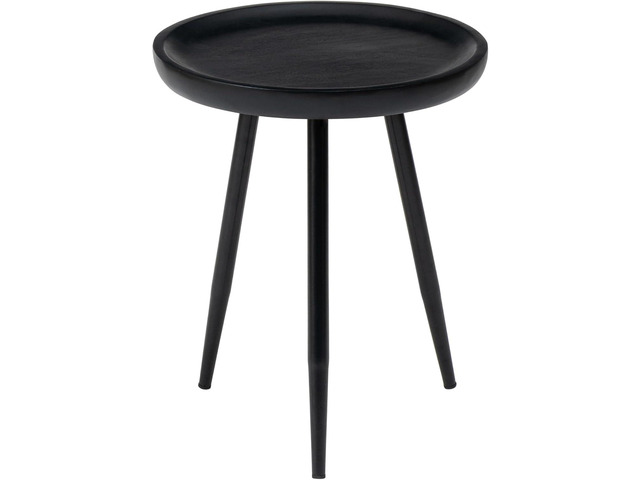 MH London Lydia Round Small End Table & Side Table Solid Wood, Black top with Black Metal Legs, Nightstand, 15.75'x15.75'x18'