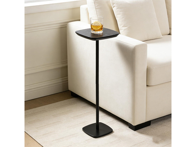 Pedestal Side Table, Small Drink Tables Pedestal Stand, Black Square Mini End Table, Cocktail Martini Coffee Tables, Tiny Side Table for Living...