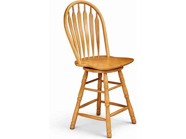 Sunset Trading Selections 24' Counter Height Swivel Barstool Farmhouse Country Cottage Windsor Arrowback Café Stool Light Oak Solid Wood ...