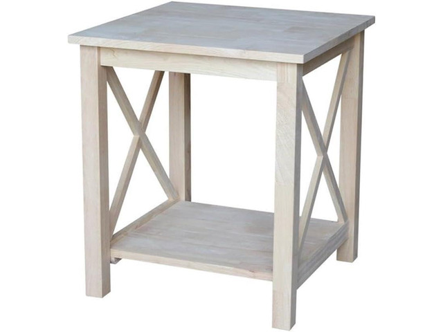 Hampton Solid Wood End Table, Unfinished