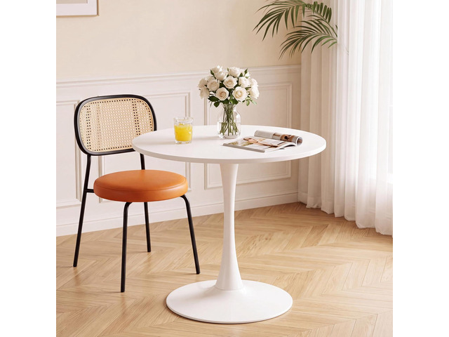 31.5 Inch Round Dining Table,Mid-Century Tulip Table with Metal Pedestal Base,Modern Leisure Table for Small Space Kitchen Dining Room,Easy...