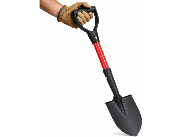 TABOR TOOLS J211A Mini Digging Shovel with Round Point Blade & D-Handle, 27 Inch Fiberglass Short Handle Shovel for Garden, Camping & Car Trunk,...
