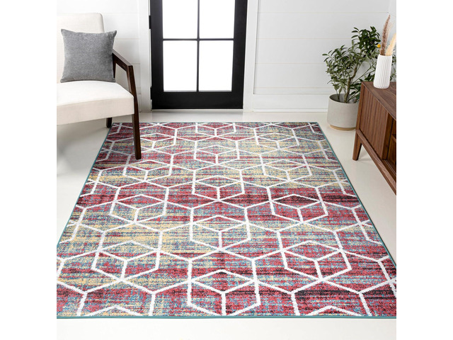 JONATHAN Y Tumbling Blocks Multi/White Indoor Area Rug 5x8, Modern,Contemporary,Geometric,Casual, Easy-Cleaning for Living Room,Bedroom,Kitchen,Pet...