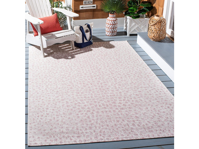 SAFAVIEH Courtyard Collection 2'7' x 5' Ivory/Blush Pink CY8505 Indoor/ Outdoor Waterproof Easy Cleaning Patio Backyard Mudroom Area Rug