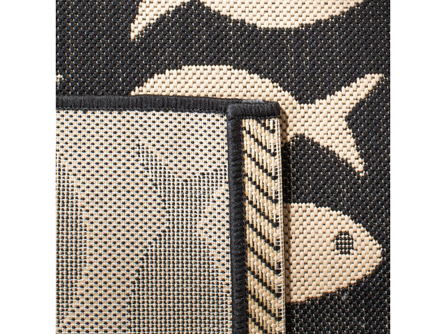 SAFAVIEH Washable Rug Outdoor Courtyard Collection - 4' Square, Black & Beige, Non-Shedding & Easy Cleaning, Ideal for Patio, Backyard, Mudroom...