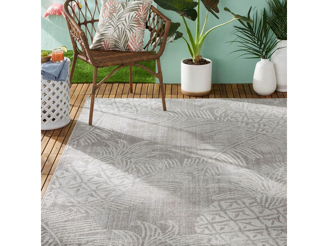 Tommy Bahama Malibu Pineapple Coastal Indoor/Outdoor Area Rug, Taupe/Ivory, 5'3'x7'3'
