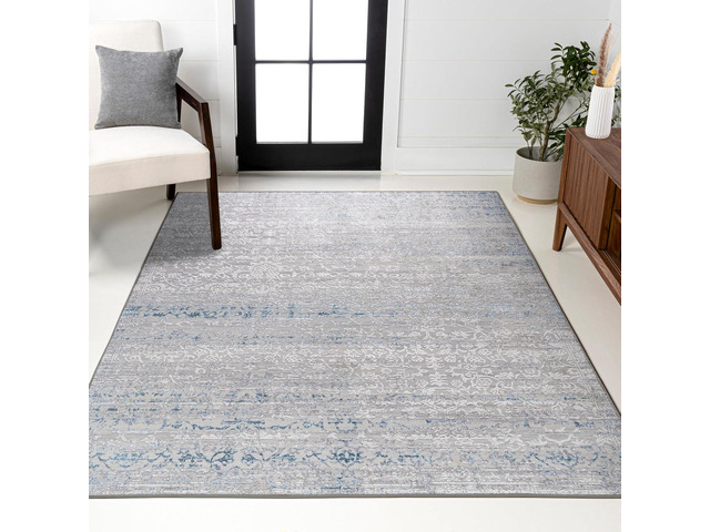 JONATHAN Y Tidal Strie' Gray/Blue Indoor Area Rug 5X8 ft, Modern for Living Room, Bedroom, Kitchen, Office, Easy-Cleaning, High Traffic,...