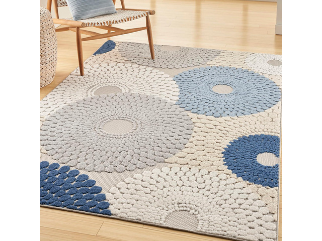Nourison Home Aloha Blue Grey 5'3' x 7'5' Area Rug - Easy Clean, Non Shedding, Bed Room, Living Room, Dining Room, Kitchen (5' x 8')