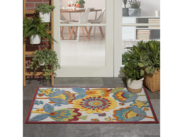 Nourison Home Aloha Multicolor 2'8' x 4' Area Rug - Easy Clean, Non Shedding, Bed Room, Living Room, Dining Room, Kitchen (3' x 4')