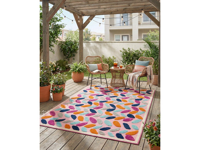 Rugs. com - Aruba Outdoor Rug 4' x 6' Pink Washable Indoor/Outdoor Rug Bohemian Style for Patios, Playrooms, and Decks
