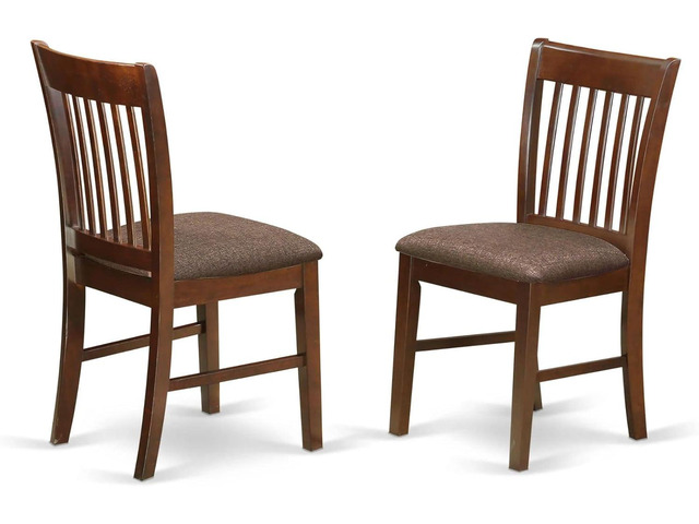 East West Furniture NFC-MAH-C Norfolk Dinette Chairs - Linen Fabric Upholstered Wooden Chairs, Set of 2, Mahogany