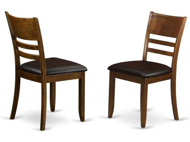East West Furniture LYC-ESP-LC Lynfield Dining Chairs - Faux Leather Upholstered Wooden Chairs, Set of 2, Espresso