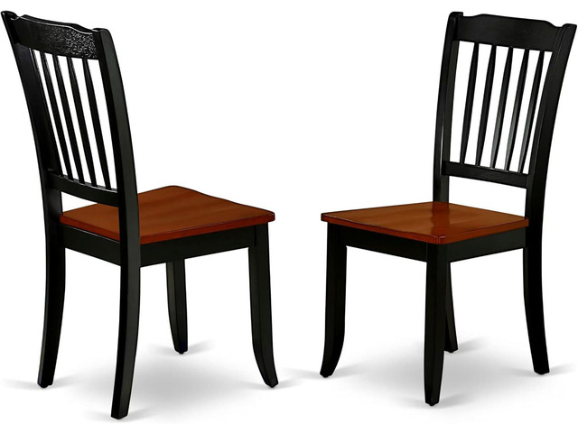 East West Furniture DAC-BCH-W Danbury Dining Room Chairs - Slat Back Solid Wood Seat Chairs, Set of 2, Black & Cherry