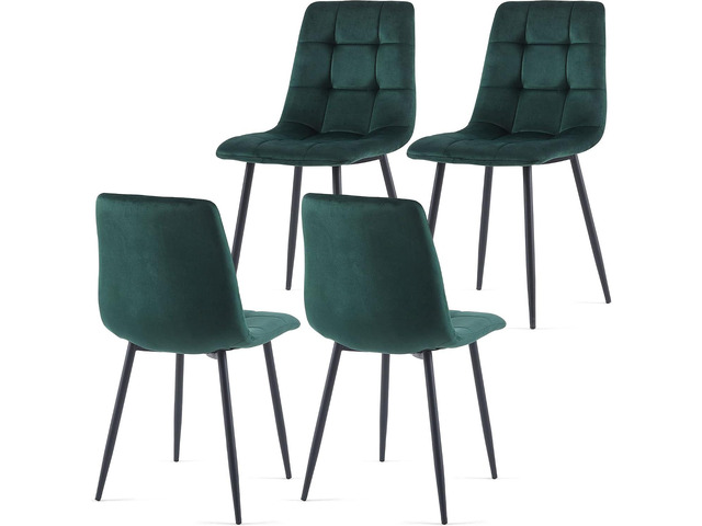 NORDICANA Forest Green Velvet Dining Chairs Set of 4, Upholstered Tufted Kitchen Chairs, Comfortable Seat, Metal Leg, Easy Assembly