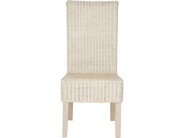 SAFAVIEH Furniture - Arjun Wicker Dining Chair Set of 2 - White Washed - Rattan - Coastal Woven Design - Ideal for Dining Room, Kitchen, 17.7' Seat...